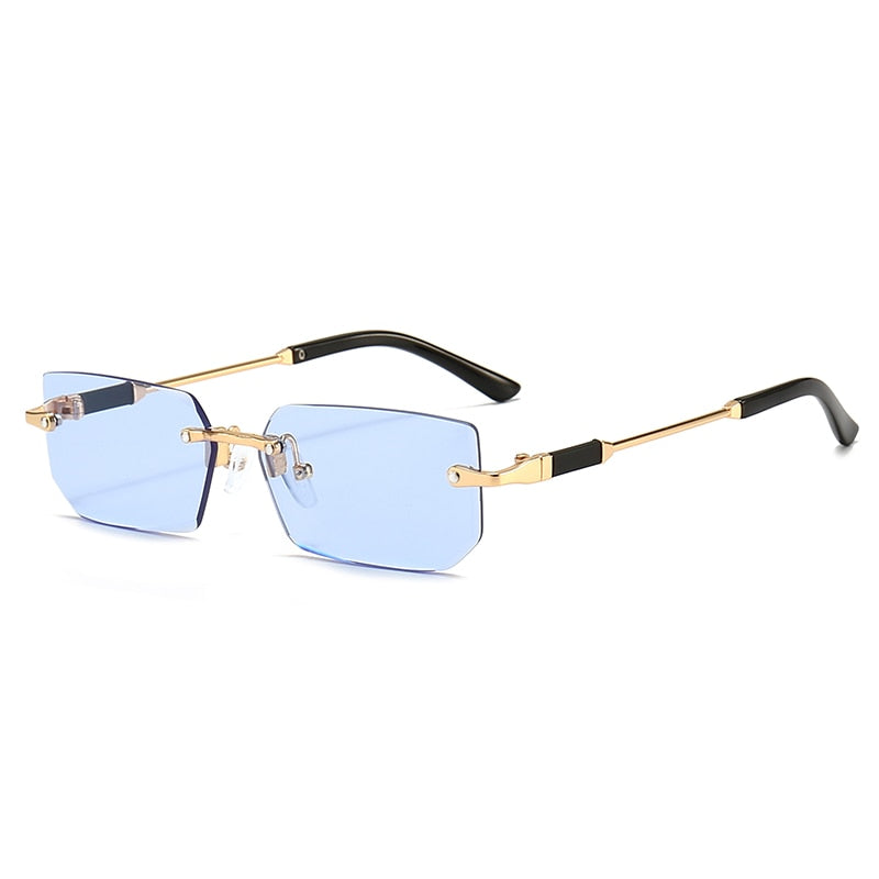 Retro Rimless Designer Rimless Sunglasses Mens With Ornamental